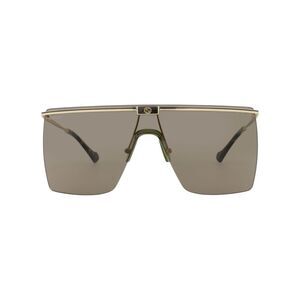 Gucci Shield-Frame Metal Sunglasses Gold Mens